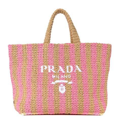 prada striped raffia tote